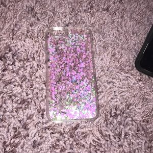 Clear phone case with glitter and hearts